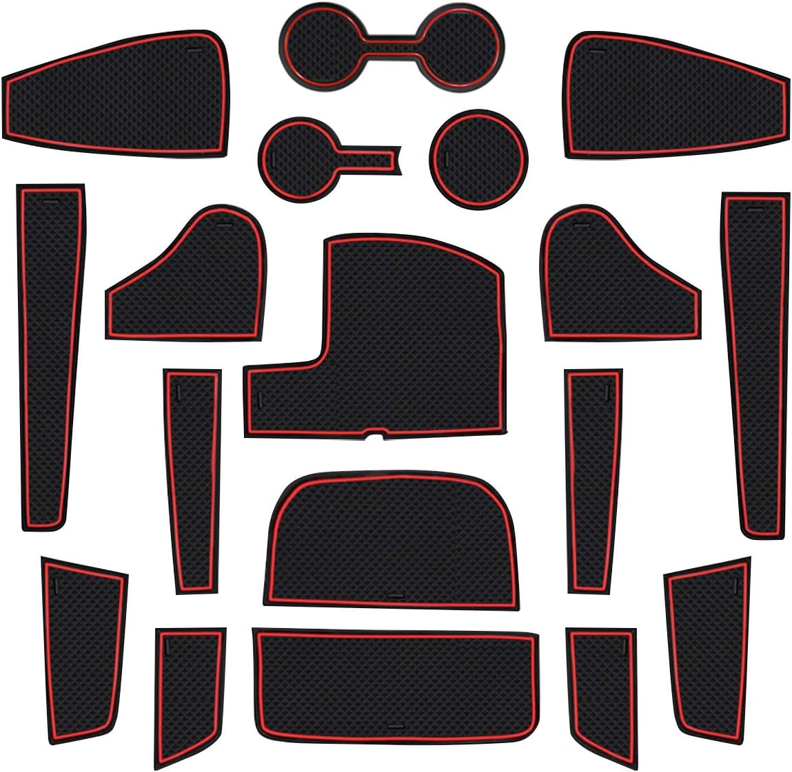 Ruiya 17PCS Door Slot Pad for 2021 2022 Seltos 2019 2020 2021 Celltos Cushion Non-Slip Gate Slot Pad Cup Mat Car Interior Automotive Decoration Fit Cup, Door, and Console Liner Accessories (Red)