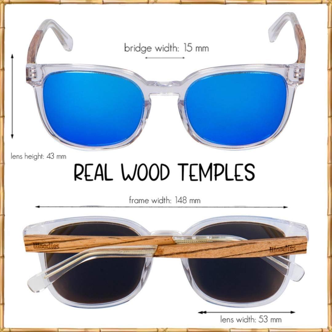 WOODIES Clear Acetate Sunglasses with Polarized Lens in Wood Display Box
