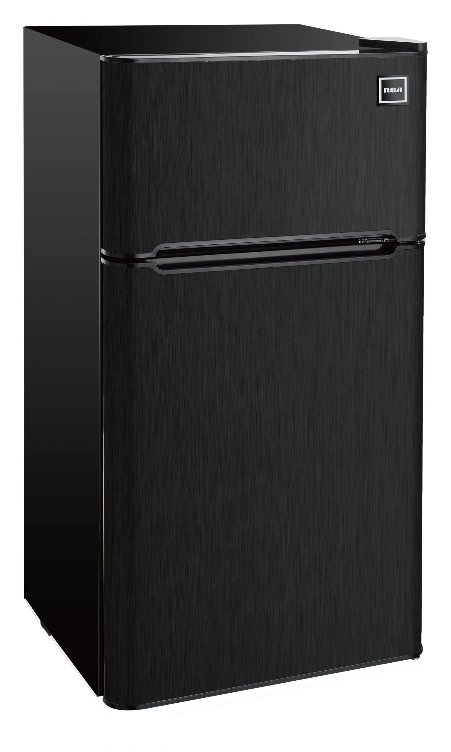 RCA 4.5 Cu ft Two Door Mini Fridge RFR469, Black Stainless Steel