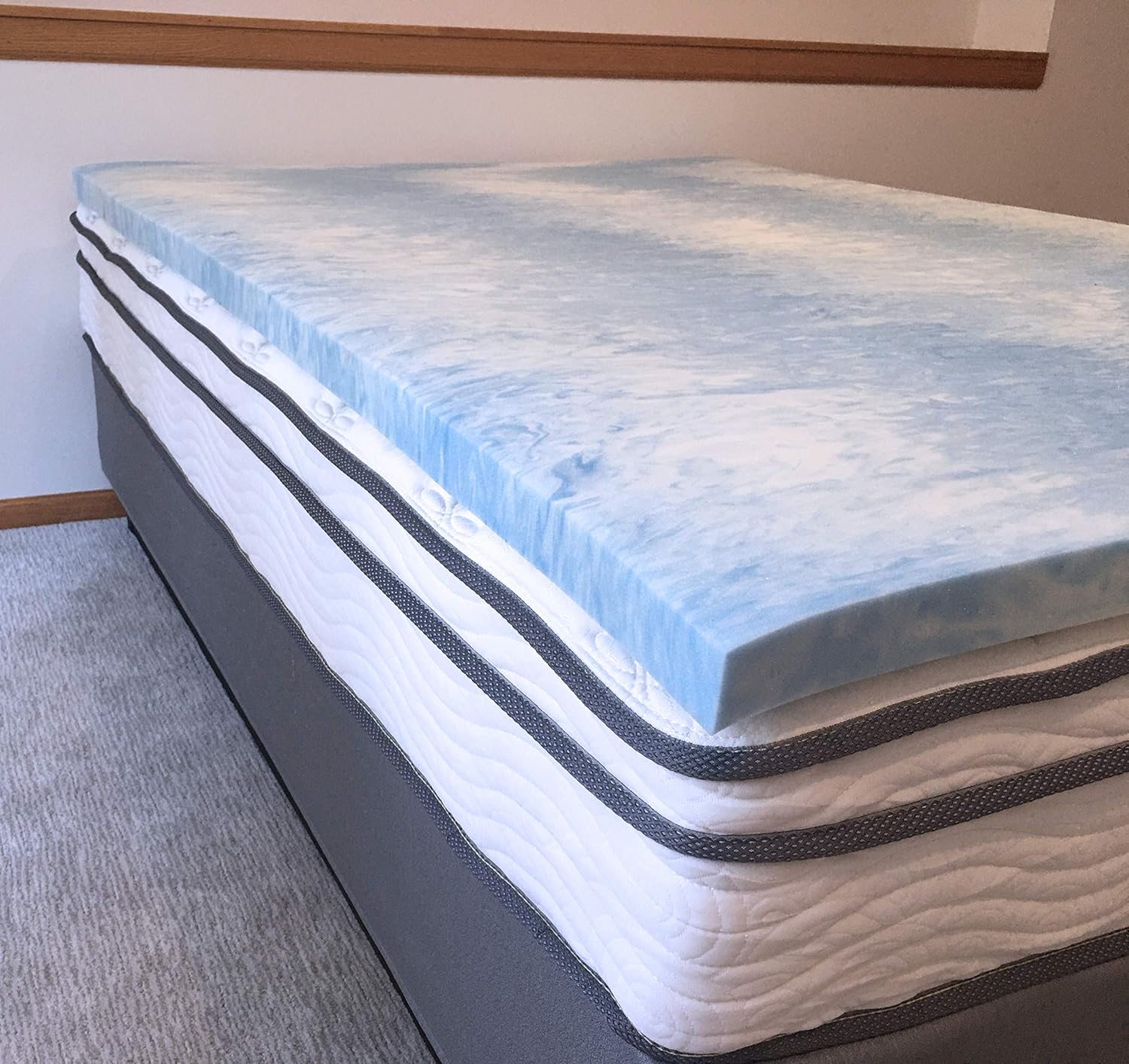 Skye 2-Inch Gel Infused Memory Foam Comfort Swirl Mattress Topper, Full, Made in USA Pack of 2