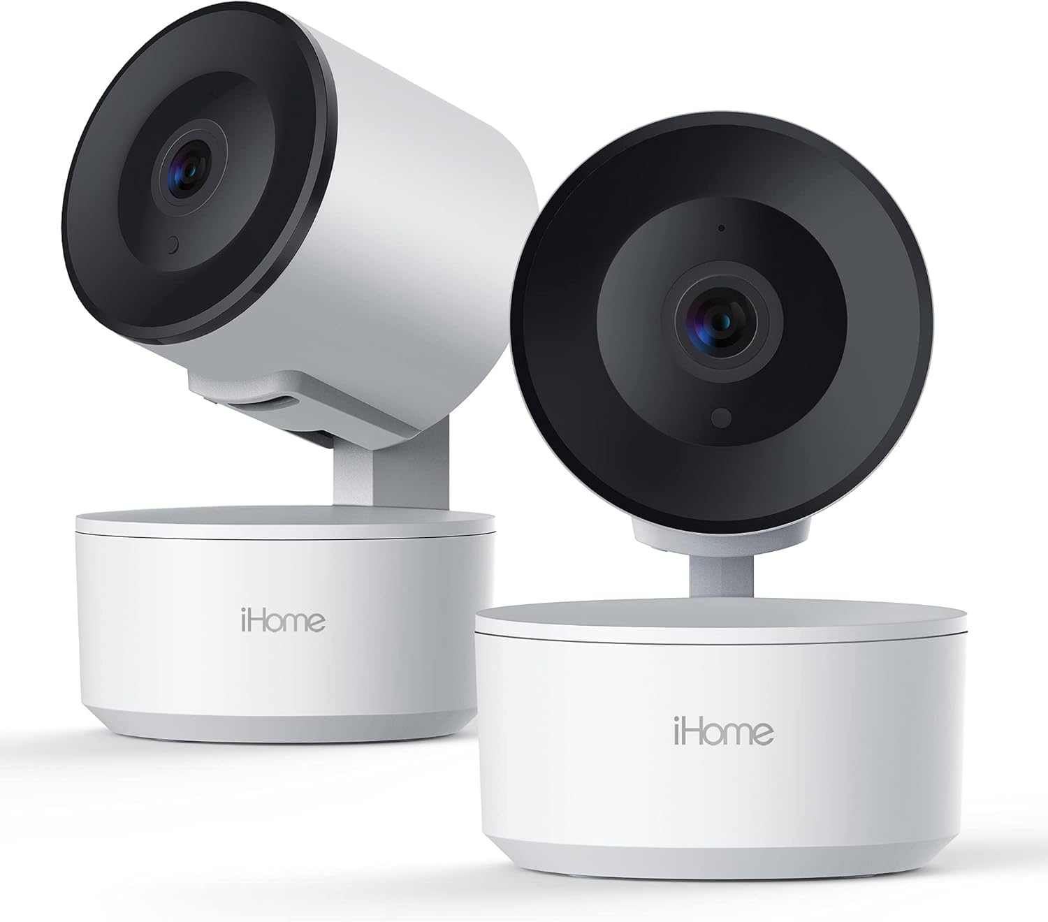 iHome Roto Smart Indoor WiFi Auto-Tracking Security Camera, Home Surveillance Cameras with 2-Way Audio, Night Vision, and Motion Alerts, 1080p HD, 2 Pack Pack of 2