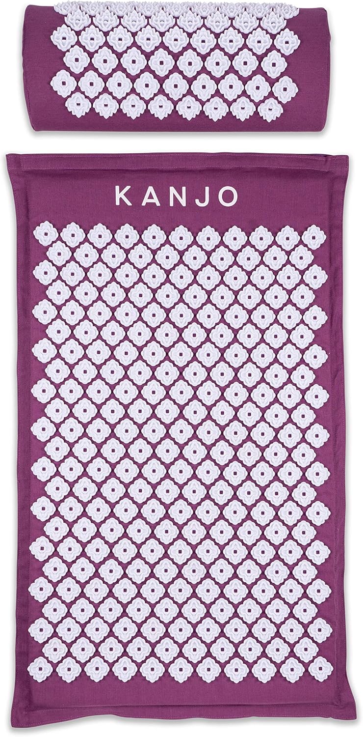 Kanjo Premium Acupressure Mat & Pillow Set | Acupressure Body Mat & Acupressure Pillow w/Memory Foam Core | Helps Relieve Back & Neck Pain | Includes Carry Bag | FSA & HSA Eligible | Navy
