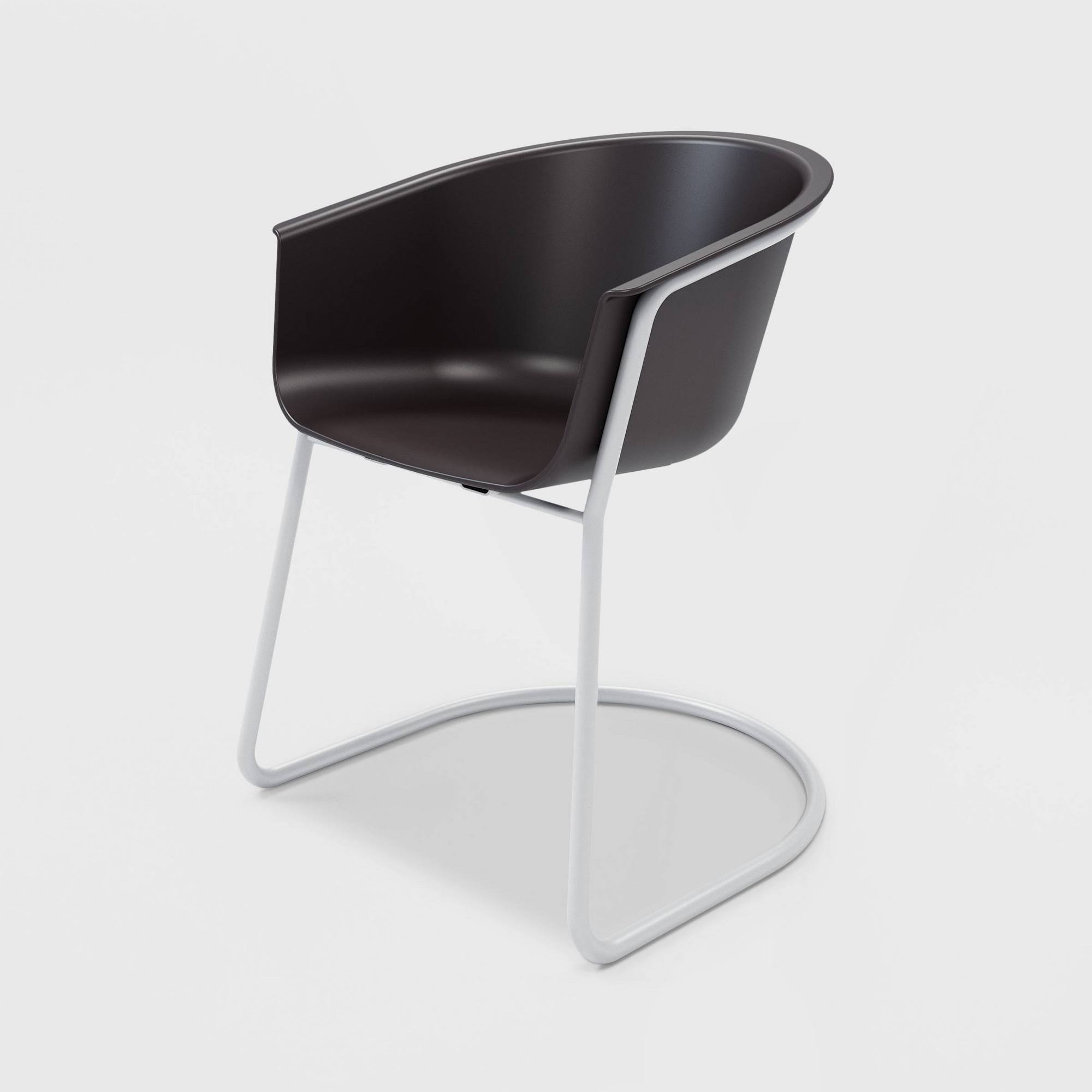 Olio Designs Tee Plastic Sled Base Arm Chair in Black Coffee and Silver