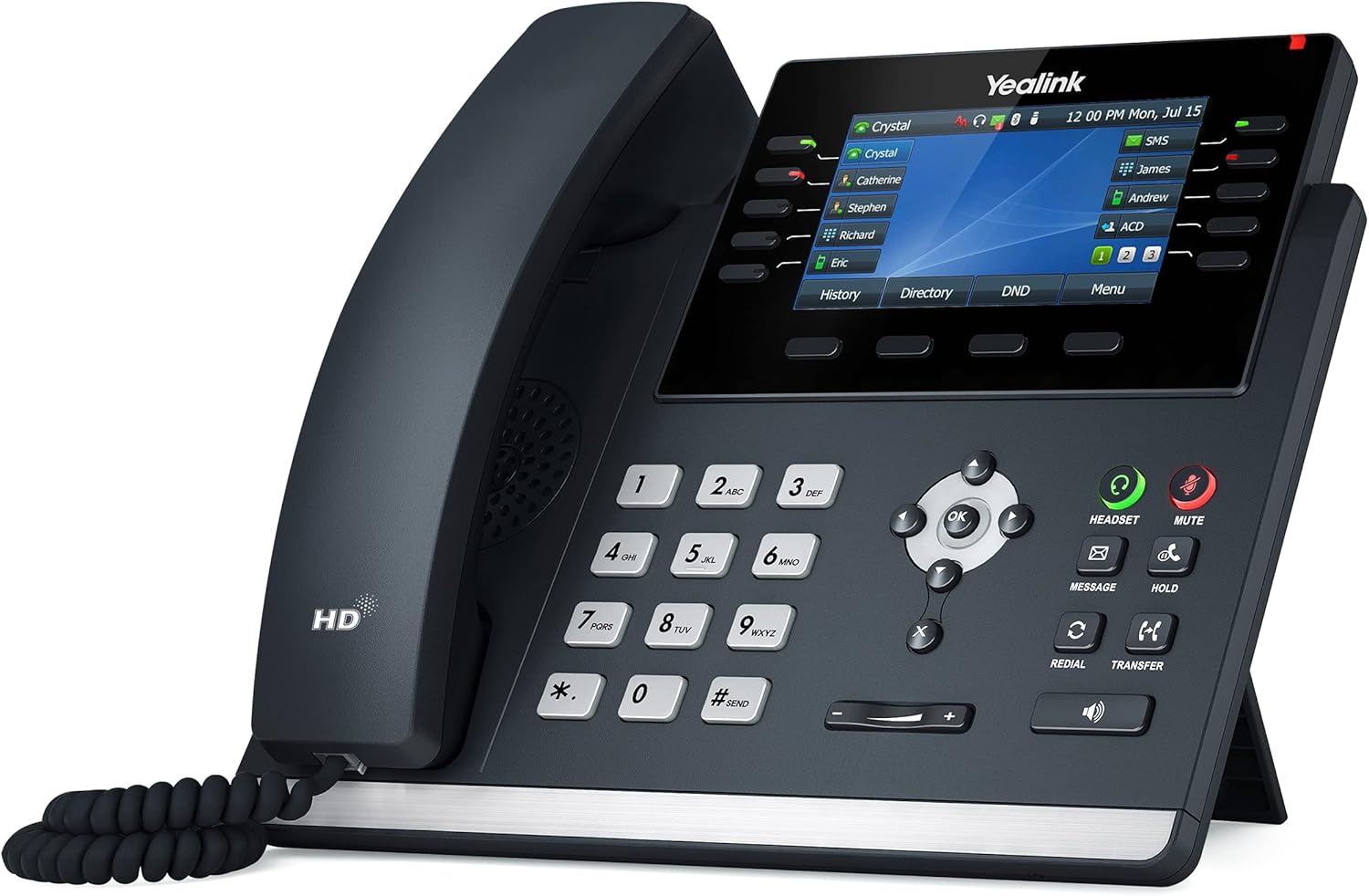 Yealink T46U IP Phone, 16 VoIP Accounts. 4.3-Inch Color Display. Dual USB 2.0, Dual-Port Gigabit Ethernet, 802.3af PoE, Power Adapter Not Included (SIP-T46U)