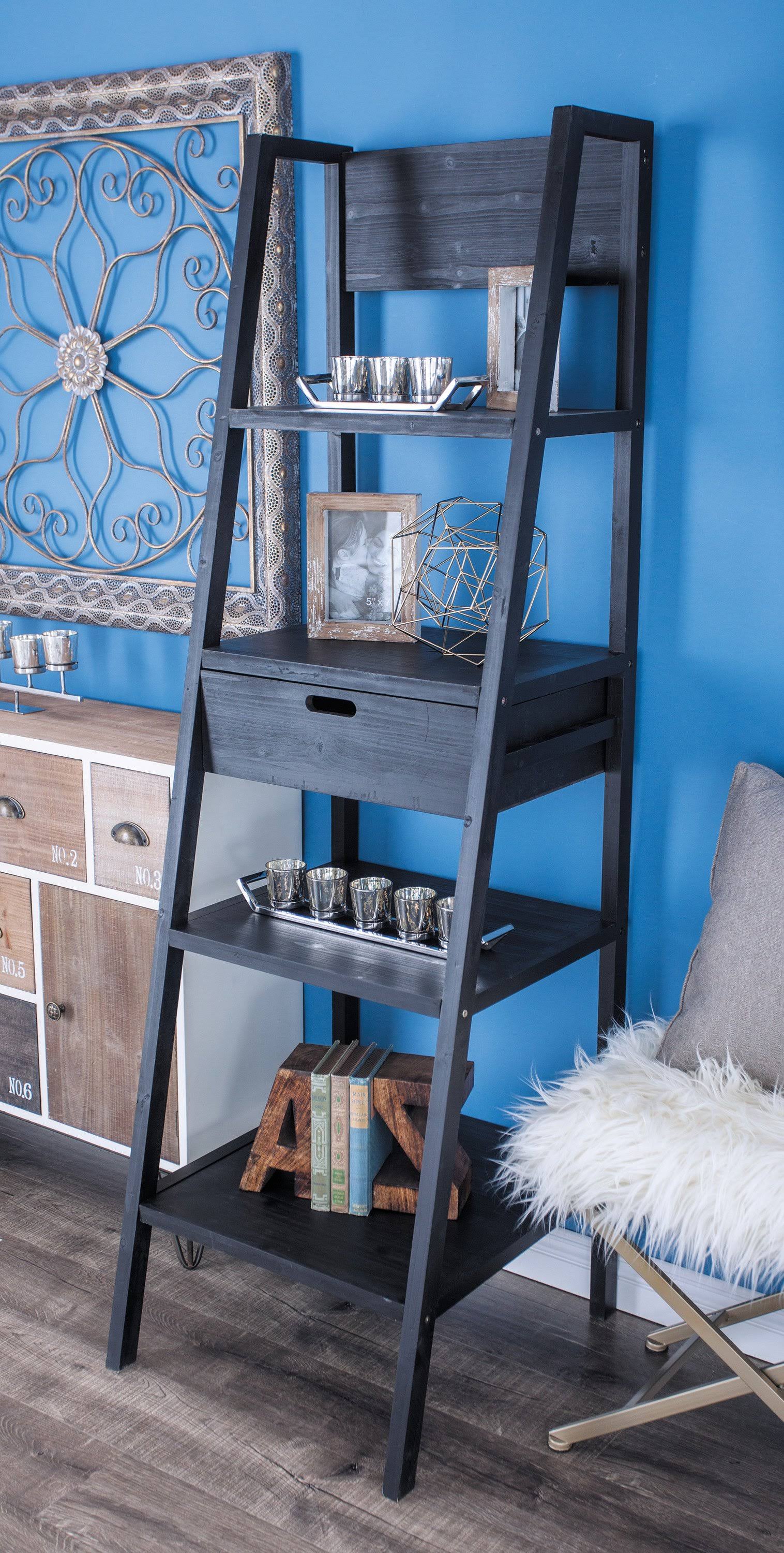Superb Wood Storage Shelf, Black