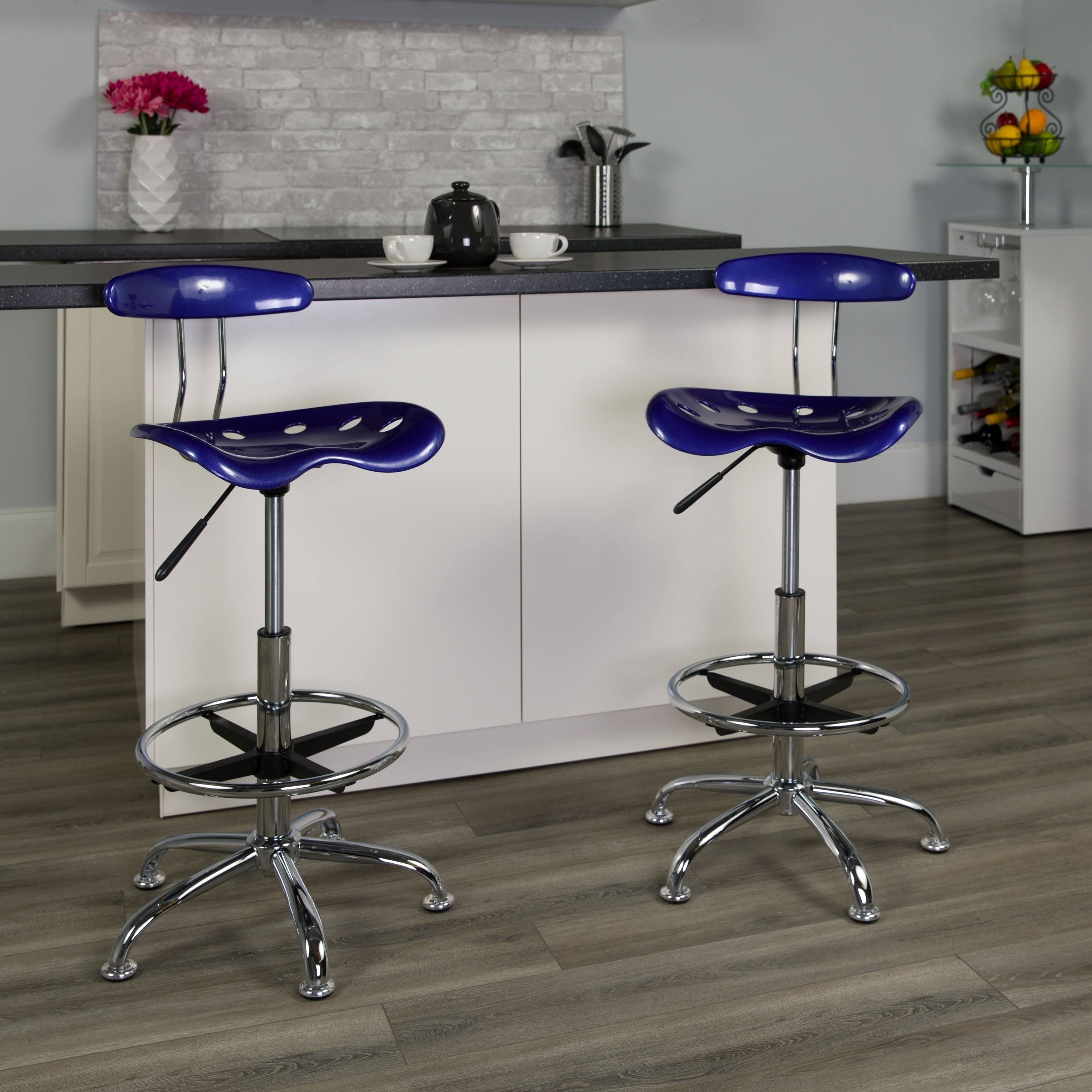Lancaster Home Vibrant Colored Seating and Chrome Drafting Stool with Tractor Seat