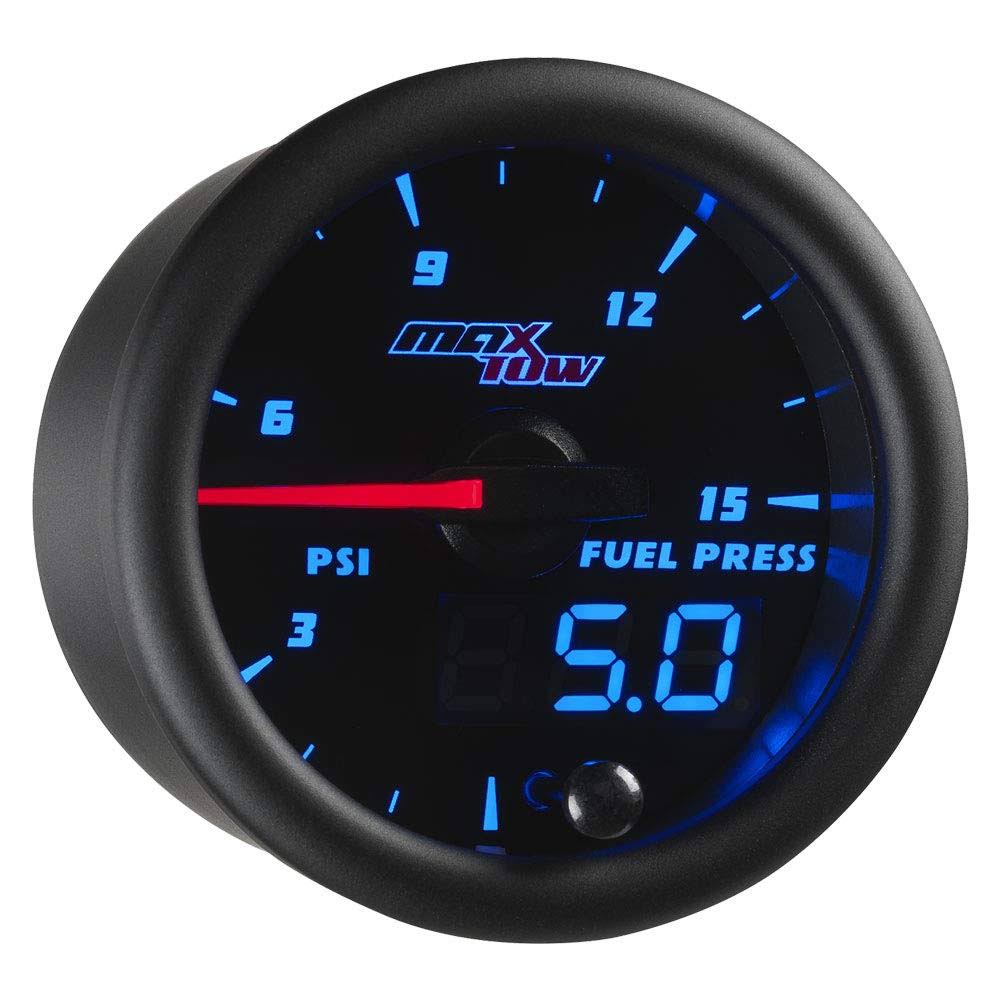 MaxTow Black and Blue 15 PSI Fuel Pressure Gauge