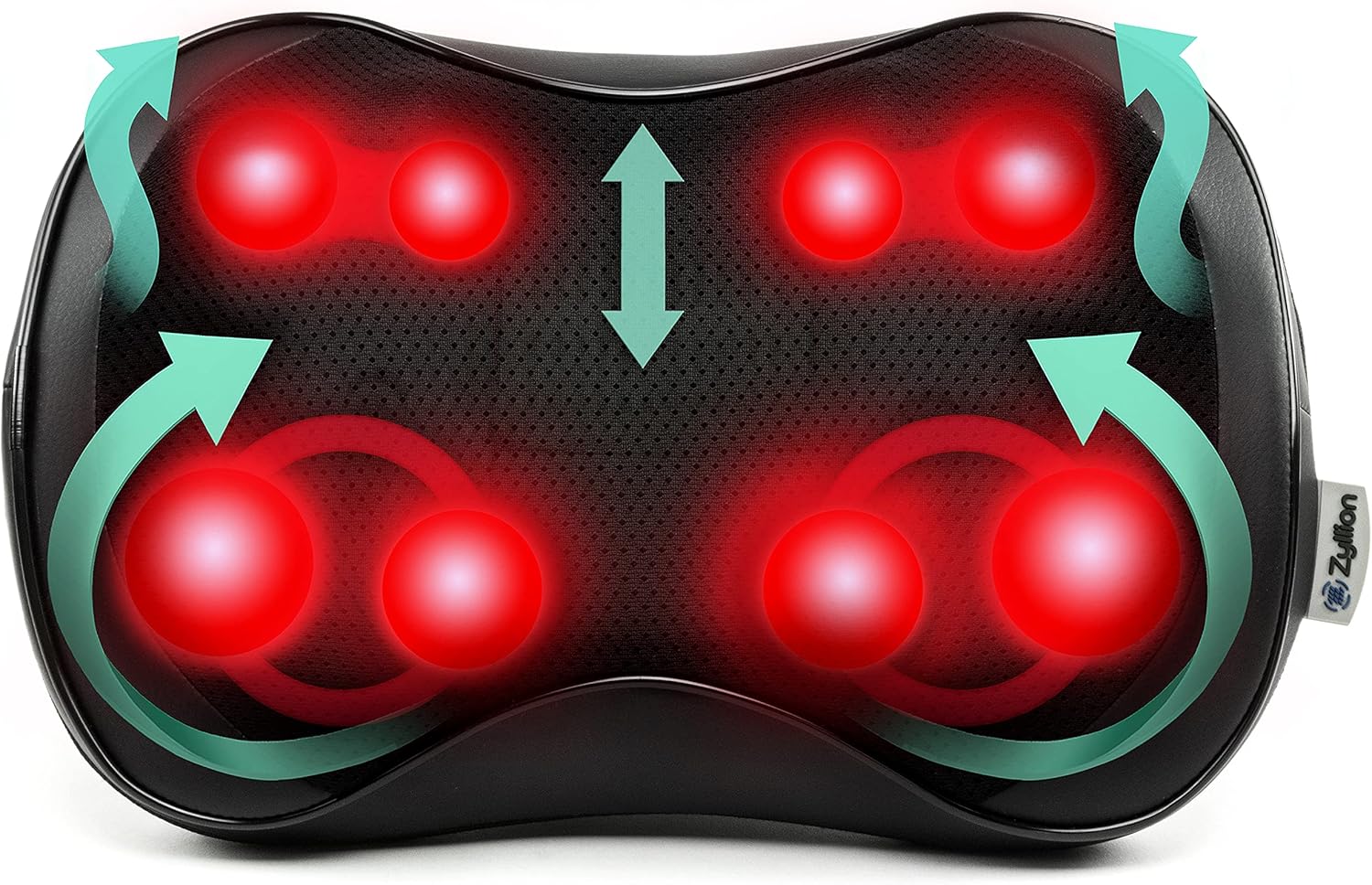 Zyllion Shiatsu Back and Neck Massager - 3D Kneading Massage Pillow with Heat and 8 Rotating Nodes for Muscle Pain Relief, Office, Chair and Car - Black (ZMA-25)