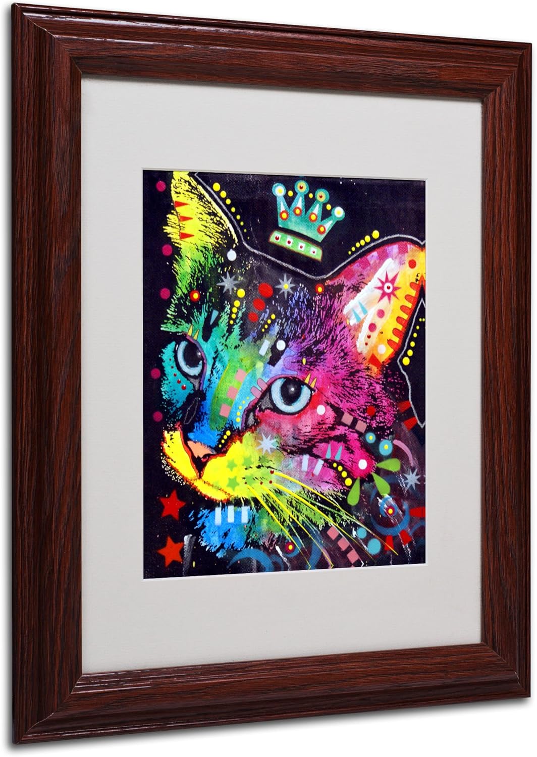 Thinking Cat Crowned Matted Artwork by Dean Russo with Wood Frame, 11 by 14-Inch Pack of 2