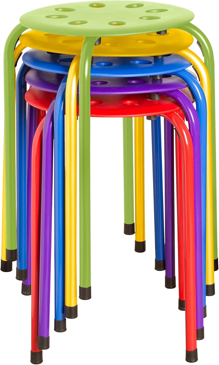 Norwood Commercial Furniture - NOR-1101AC-SO - Assorted Color Stacking Stools - Stackable Stools for Kids and Adults - Flexible Seating for Home, Office, Classrooms - Plastic/Metal 17.75