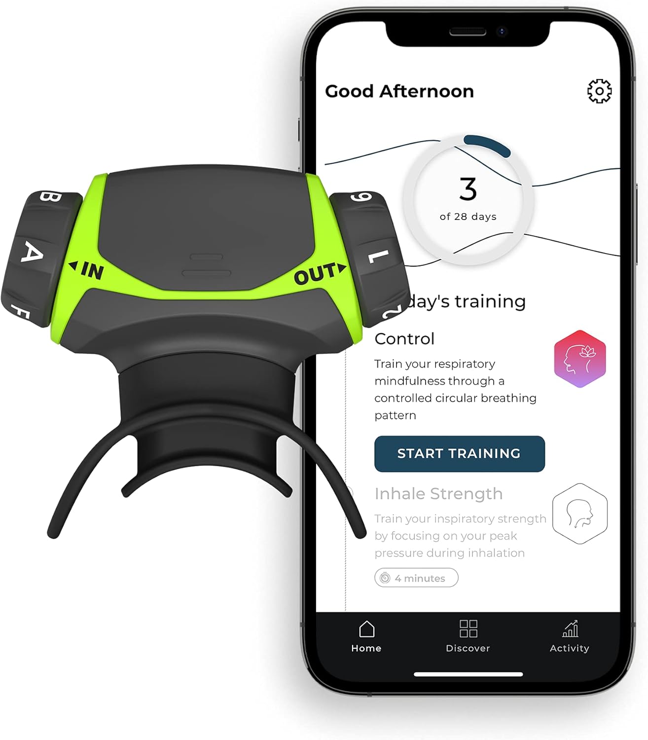 Airofit Active&trade; Breathing Trainer & Virtual Breathing Guided App | General Well-Being, Muscle Trainer for Enhanced Lung Capacity, Improved Active Lifestyle | Excellent For People In Sports & Well-Being