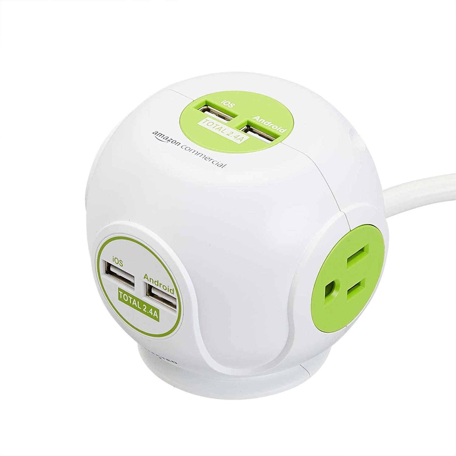 AmazonCommercial AC and USB Desktop Outlet, 4 PACK, White Pack of 2