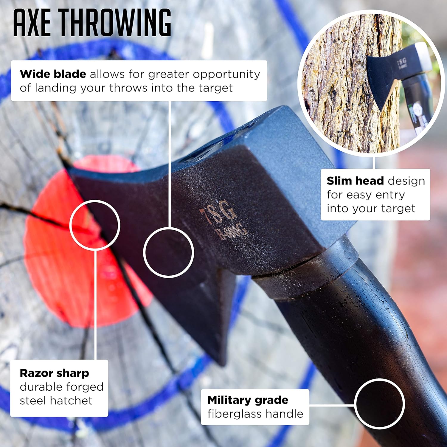 Camping Axe - Camping Hatchet with Sheath -Survival Throwing Axe - Survival Hatchets for Camping and Chopping Wood - Tactical and Survival Hatchet - Bushcraft Axe for Camping