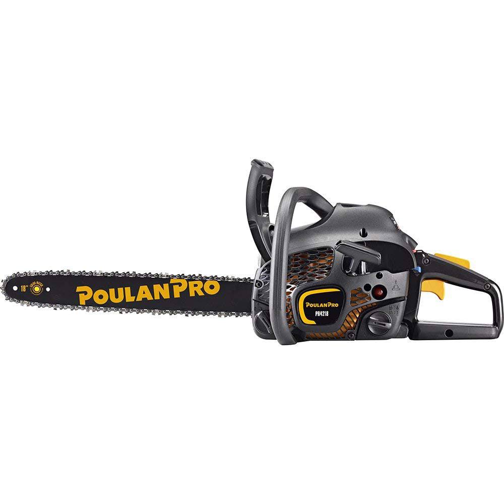 Poulan 42cc 2 Cycle Engine Gas Powered 18x22 Chainsaw with Case, Black