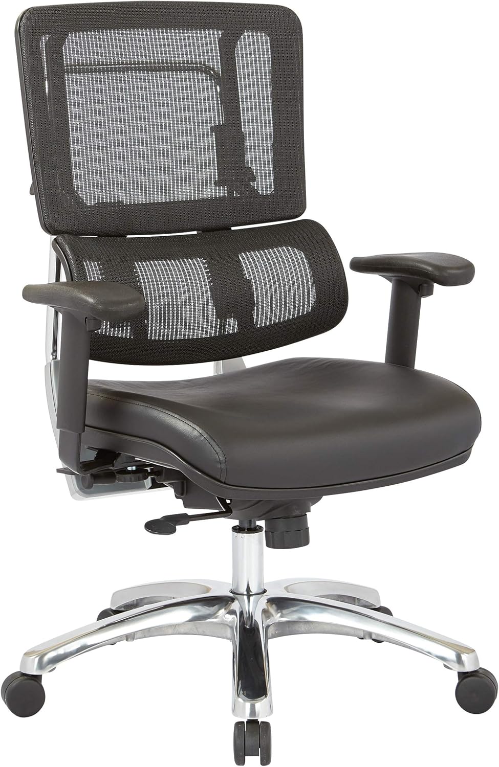 Office Star Vertical Black Mesh Back Managers Chair with Polished Aluminum Base