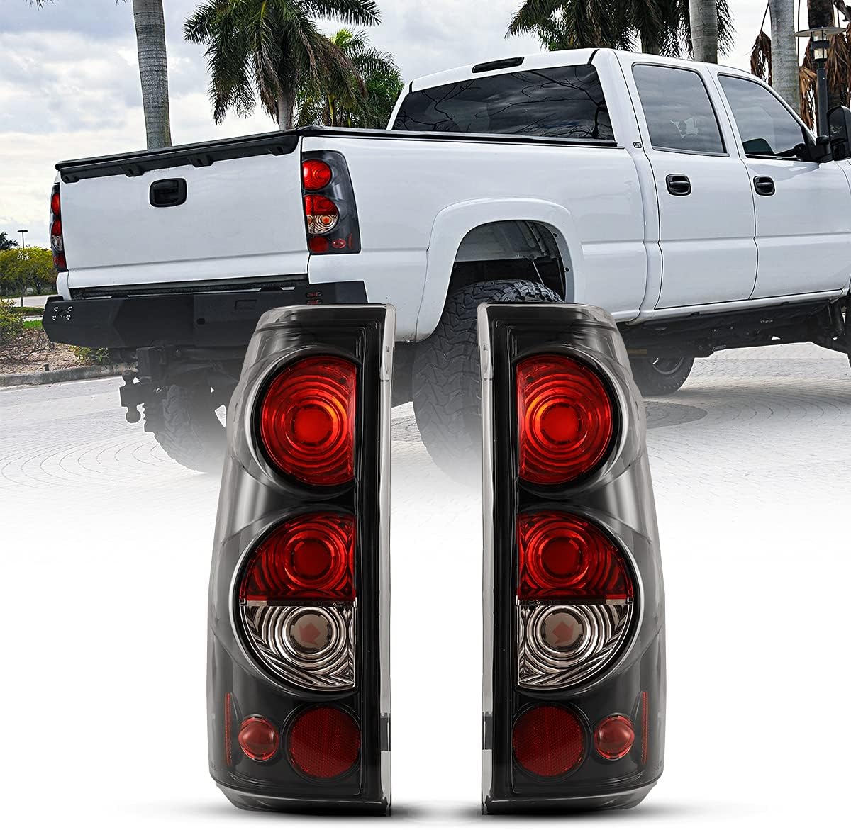 NIXON OFFROAD Tail Lights Assembly for 1999-2006 Chevy Silverado 1500 / 2500/ 3500, 2007 Silverado Classic Body, 1999-2002 GMC Sierra 1500/2500/3500 Rear Lights, Driver & Passenger Side Pack of 2