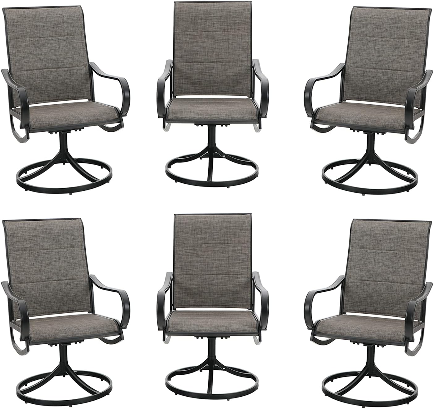 Sophia & William Patio Chairs Outdoor Swivel Dining Chairs Textilene Outdoor Furniture Chairs 6 Pieces for Lawn Garden Backyard Weather Resistant-Black Frame