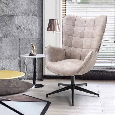 Furniturer Swivel Accent Chair Grey, Gray