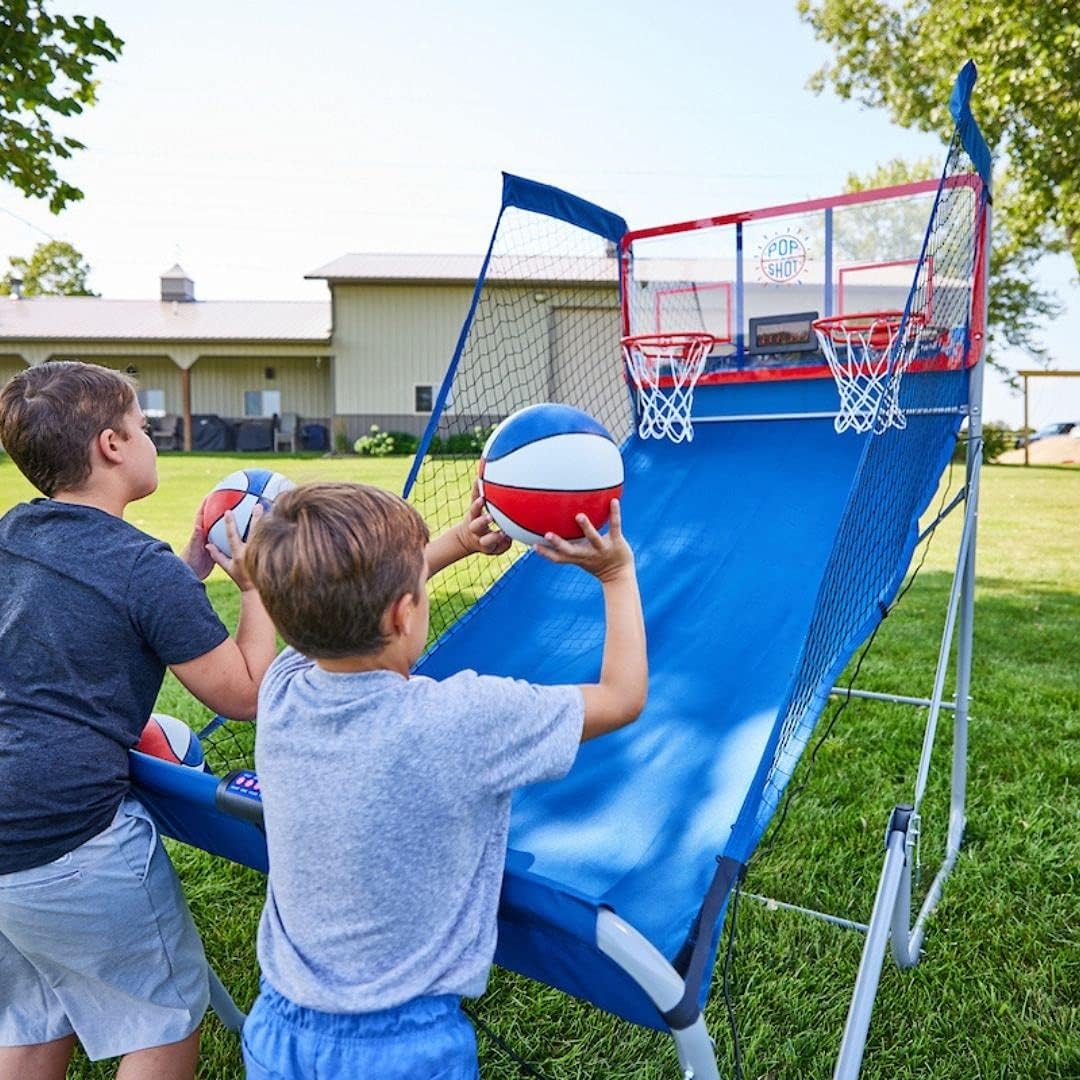 Pop-A-Shot Official Indoor/Outdoor Dual Shot Basketball Arcade Game - Weather Resistant - 16 Different Games - 6 Audio Options - Near 100% Scoring Accuracy - Large LED Scoreboard