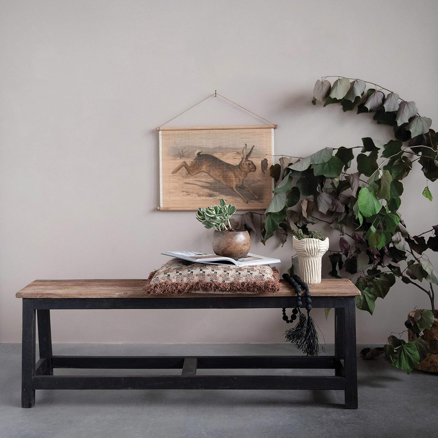 Creative Co-Op Reclaimed Wood, Natural & Black Bench