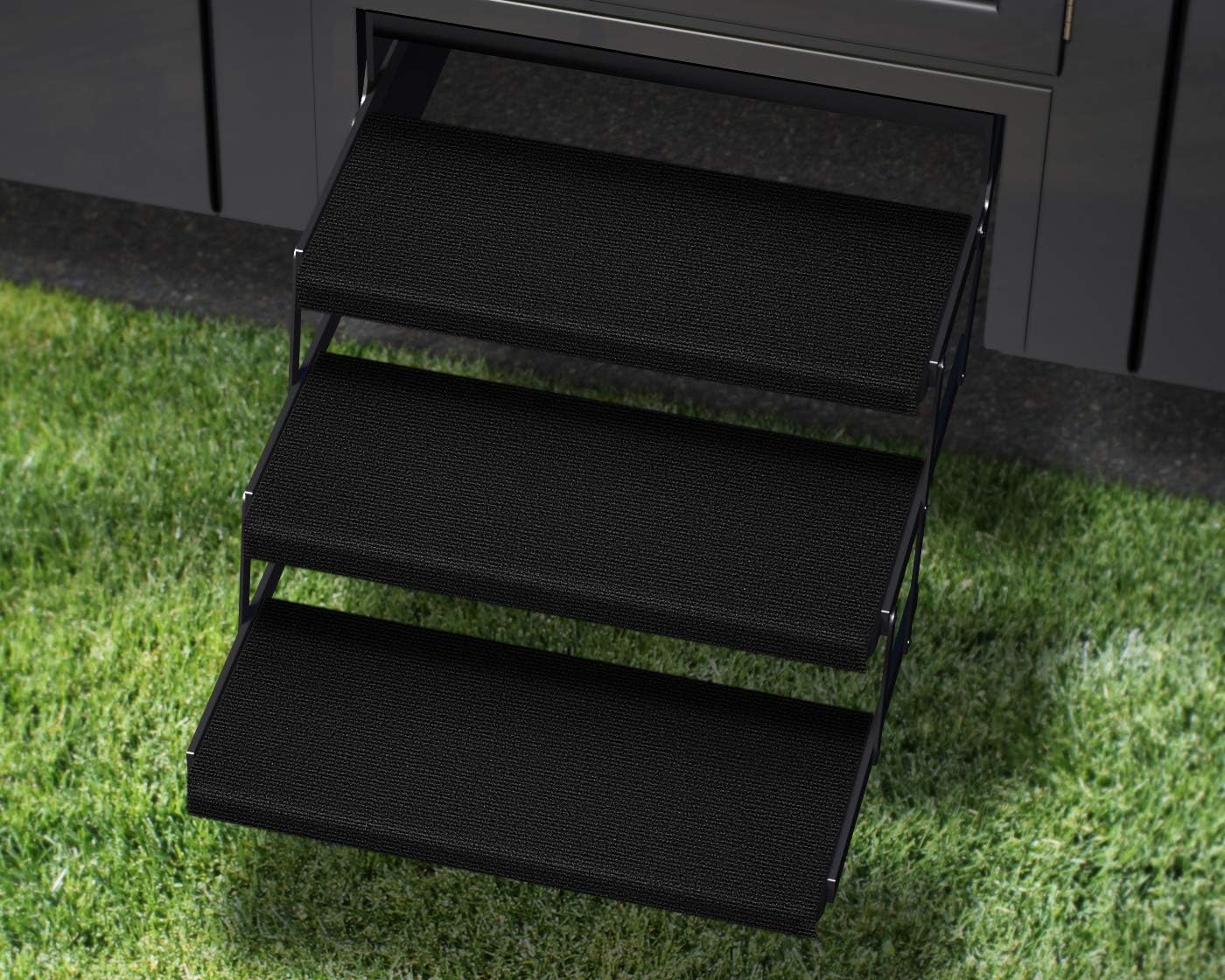 Prest-O-Fit 3-Pack 2-4080 Outrigger Jumbo RV Step Rug Black Onyx 23 in. Wide