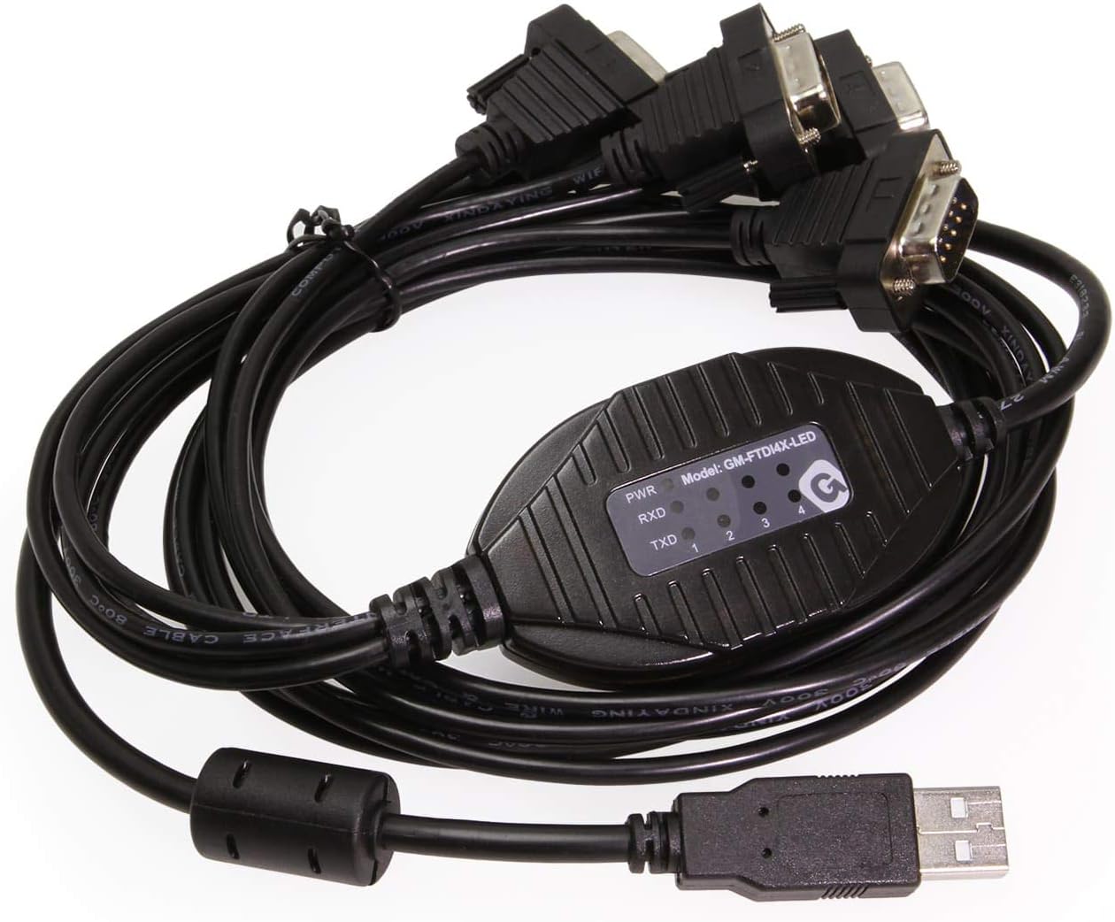 Gearmo 4 Port RS232 to USB FTDI chip Adapter with RX and TX Status LED Pack of 2