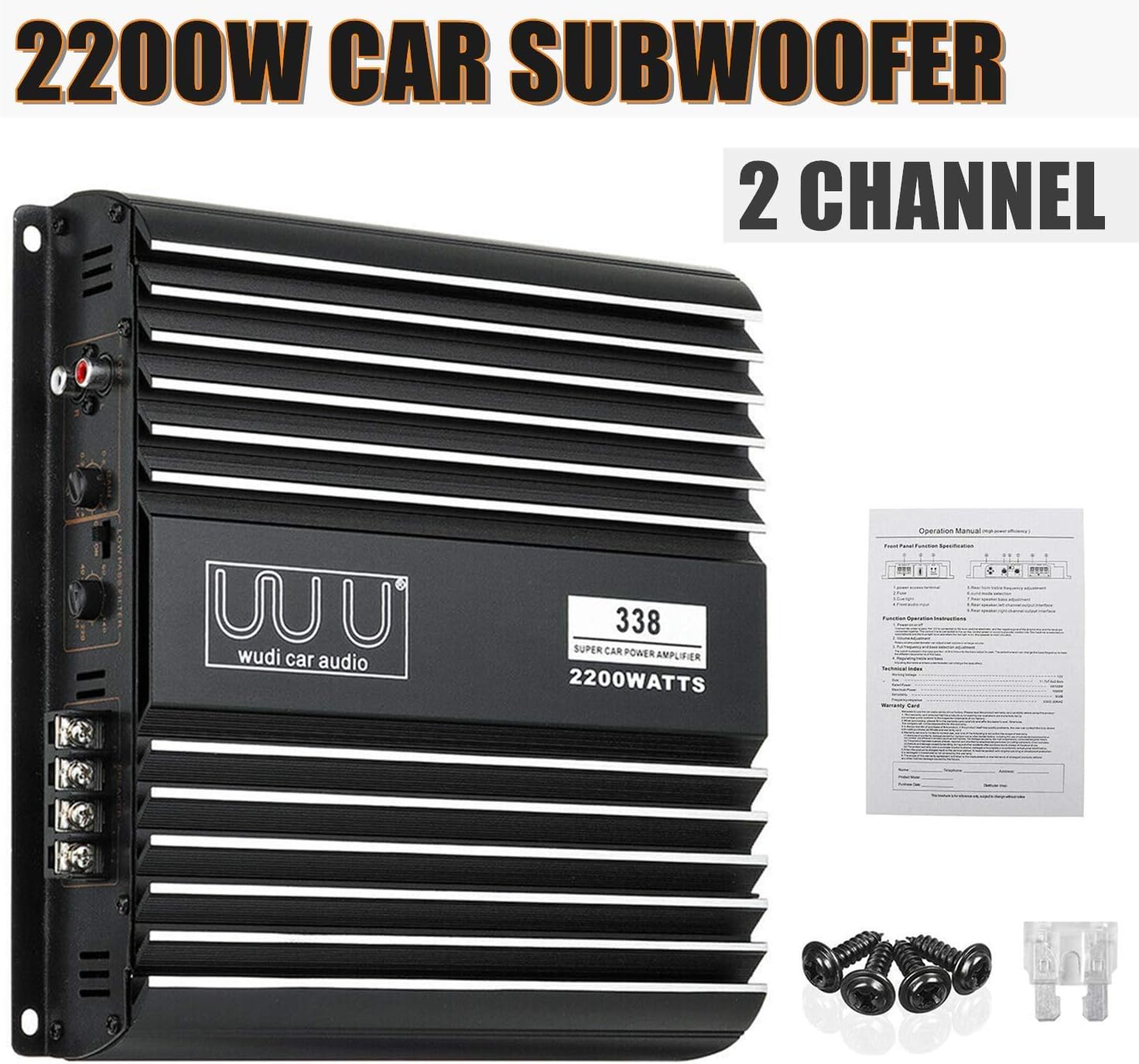 YaeCCC 2 Channel Amplifier Car Audio 2200W Car Amplifier Subwoofer Amplifier Pack of 2