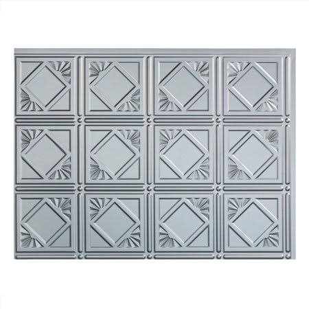 Fasade 18 in. x 24 in. Traditional #4 Vinyl Backsplash Panel in Argent Silver (Pack of 5)