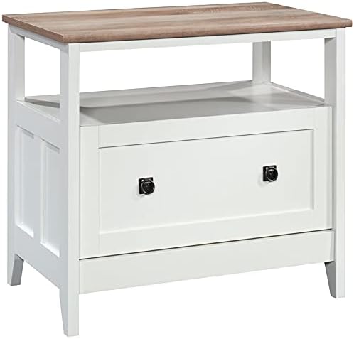 Sauder August Hill 1 Drawer Wooden Lateral File Cabinet in Glacier White