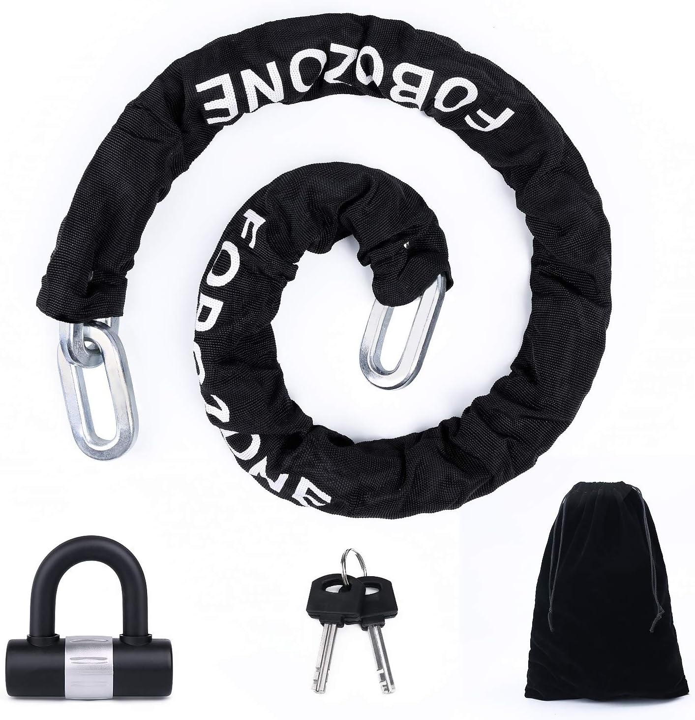 Heavy Duty Chain Lock, with U-Lock, Chain:120cm Length x 12mm Dia,Made of Manganese Steel, Non-Corrosive, Durable, Protector of Valuables Pack of 2