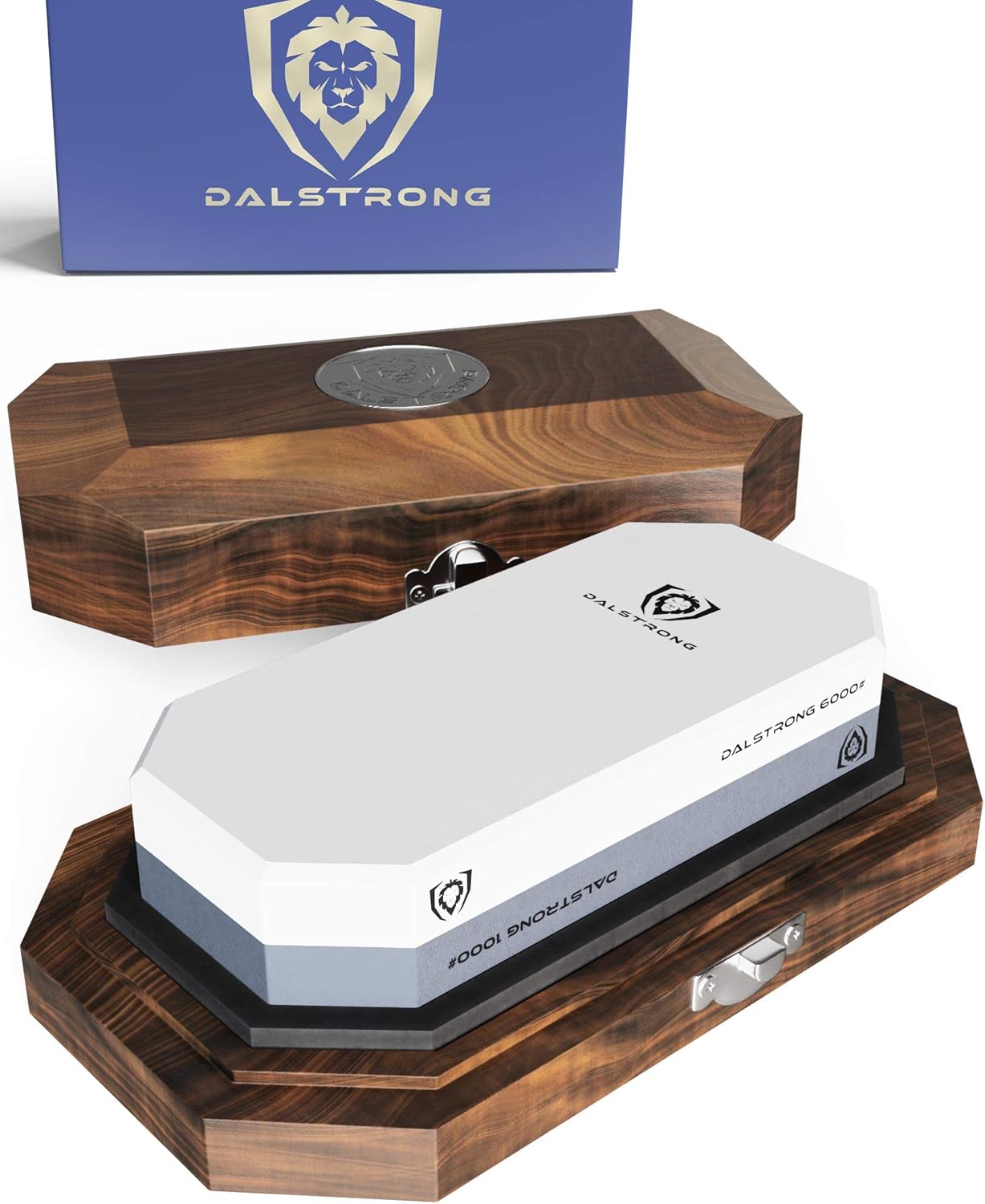 DALSTRONG Premium Portable Whetstone Set - #1000/#6000 Grit Combo Stone - Oak Storage & Carrying Box- Top-Grade Corundum - Thick - Ultra-Durable Pack of 2