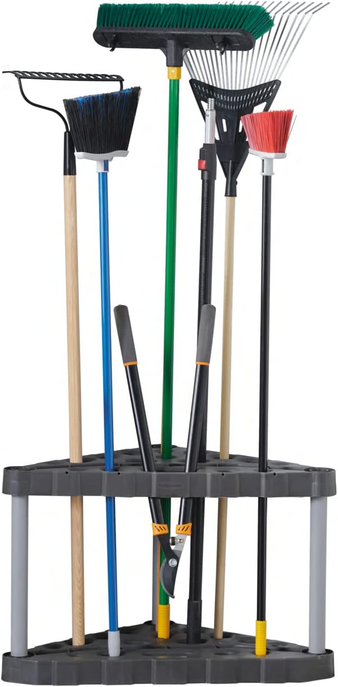 Rubbermaid Garage Tool Tower Rack, Organizes up to 40 Long-Handled Tools, Easy to Assemble - Black (2140834)