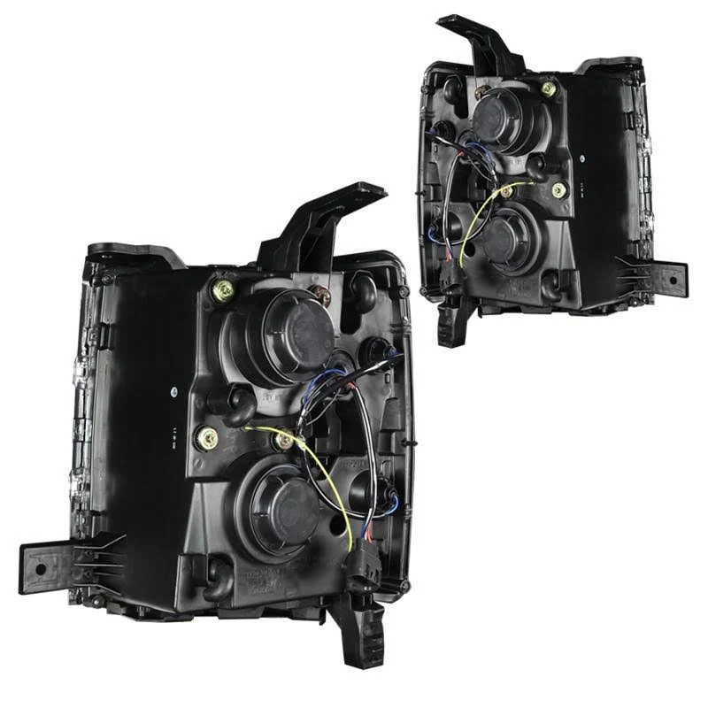 Winjet 2014-2015 Chevy Silverado Black Clear DRL Projector Head Lights WJ10-0382C-04