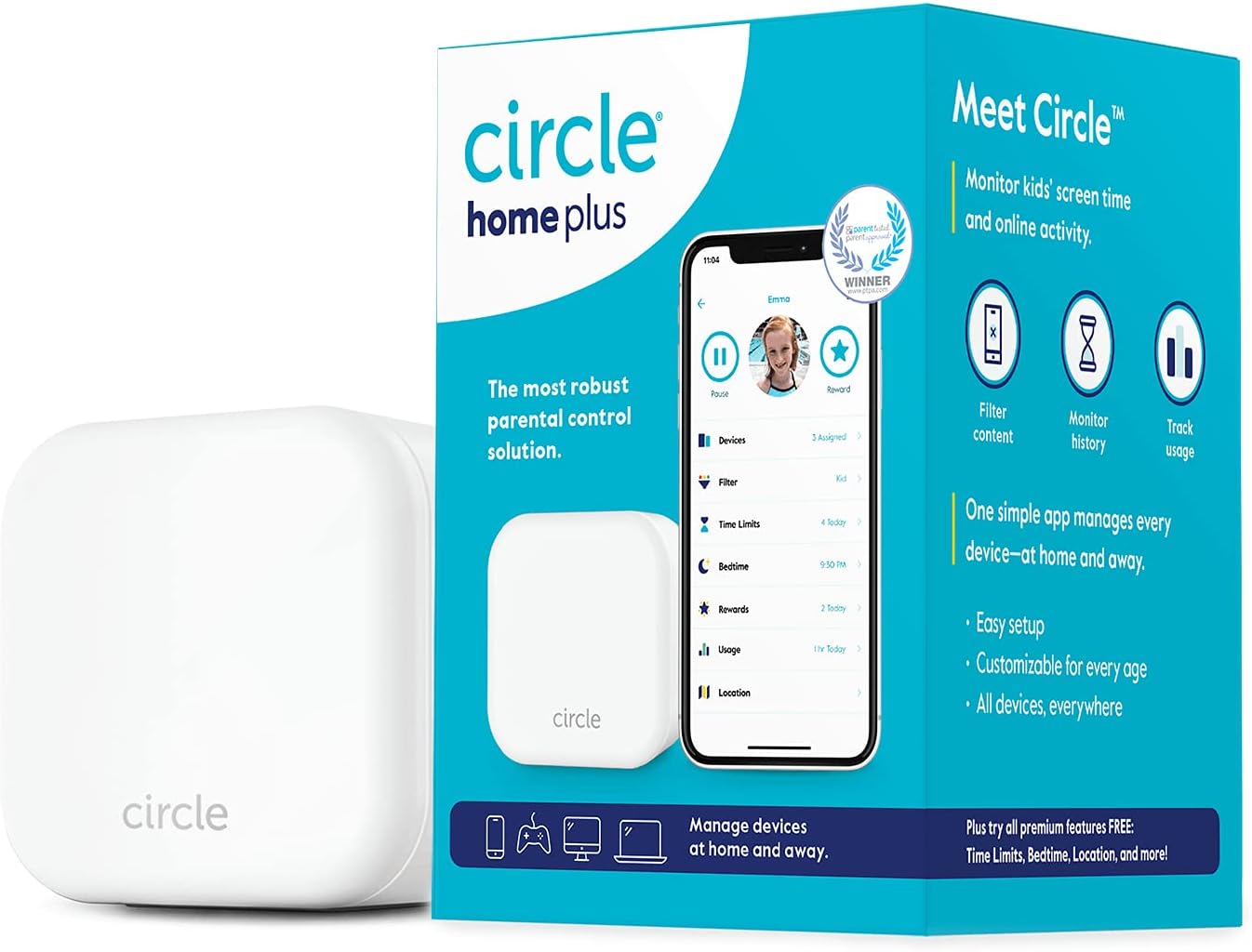 Circle Parental Controls 3 Month Subscription - Internet & Mobile Devices - Works on WiFi, Android & iOS Devices - Control Apps, Set Screen Time Limits, Block & Filter Content Pack of 2