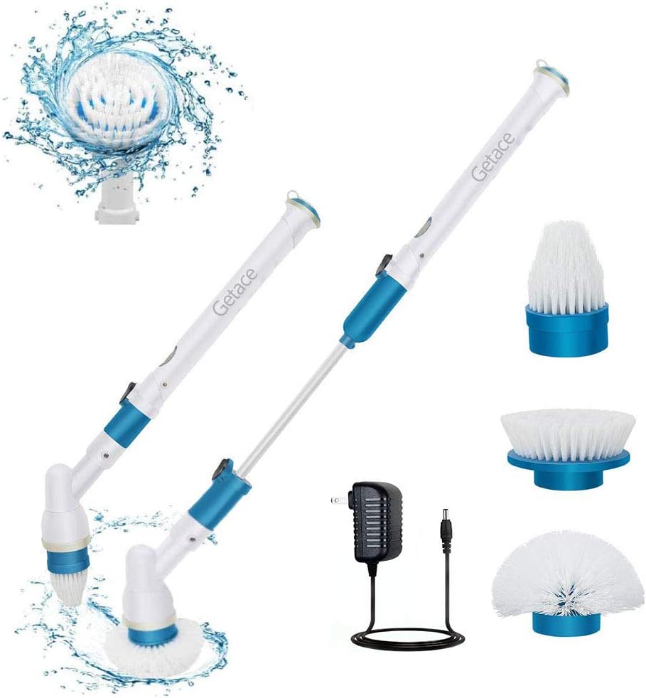 Electric Spin Scrubber,360 Cordless Bathroom Scrubber with 3 Replaceable Cleaning Shower Scrubber Brush Heads,Extension Handle for Tub,Tile, Floor, Wall,Shower, Bathtub, and Kitchen