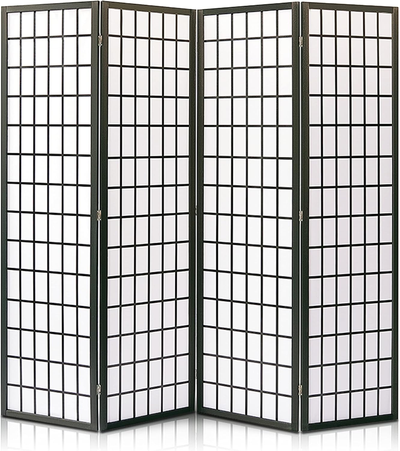 Classic Japanese Screen Room Divider - Portable Freestanding Indoor Decorative 4-Panel Room Divider, Room Separator, Folding Privacy Screen for Living Room, Dressing Area, Office - SereneLife SLRDD4