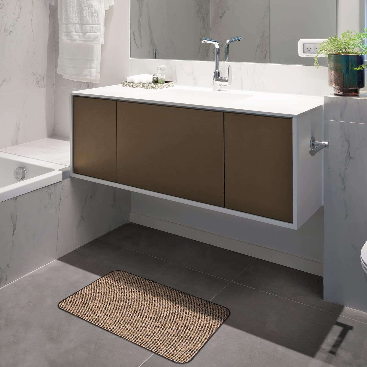 House, Home and More Skid-Resistant Carpet Indoor Area Rug Floor Mat - Black Ripple - 3 Feet X 5 Feet