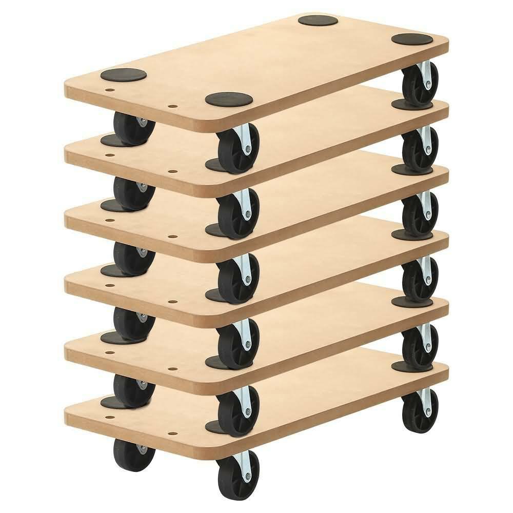 Factorduty 6 Pack of 23 x 11.5 Rectangle Wood Platform Dolly Dollies Furniture Dolly Mover Carrier Dolly Cart 500-lb Load Rating
