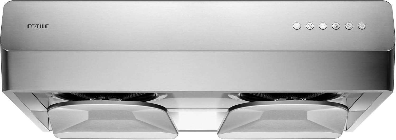 FOTILE Pixie Air UQS3001 30” Stainless Steel Under Cabinet Range Hood, 800 EQUIV. CFMs Kitchen Over Stove Exhaust Vent with LED Lights Dual AC Motors and Mechanical Buttons