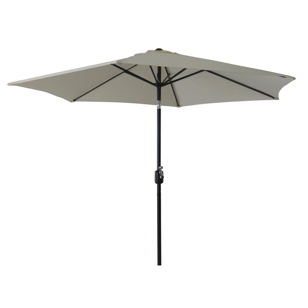 CASAINC 9 ft. Black Steel Pole Market Outdoor Patio Umbrella in White