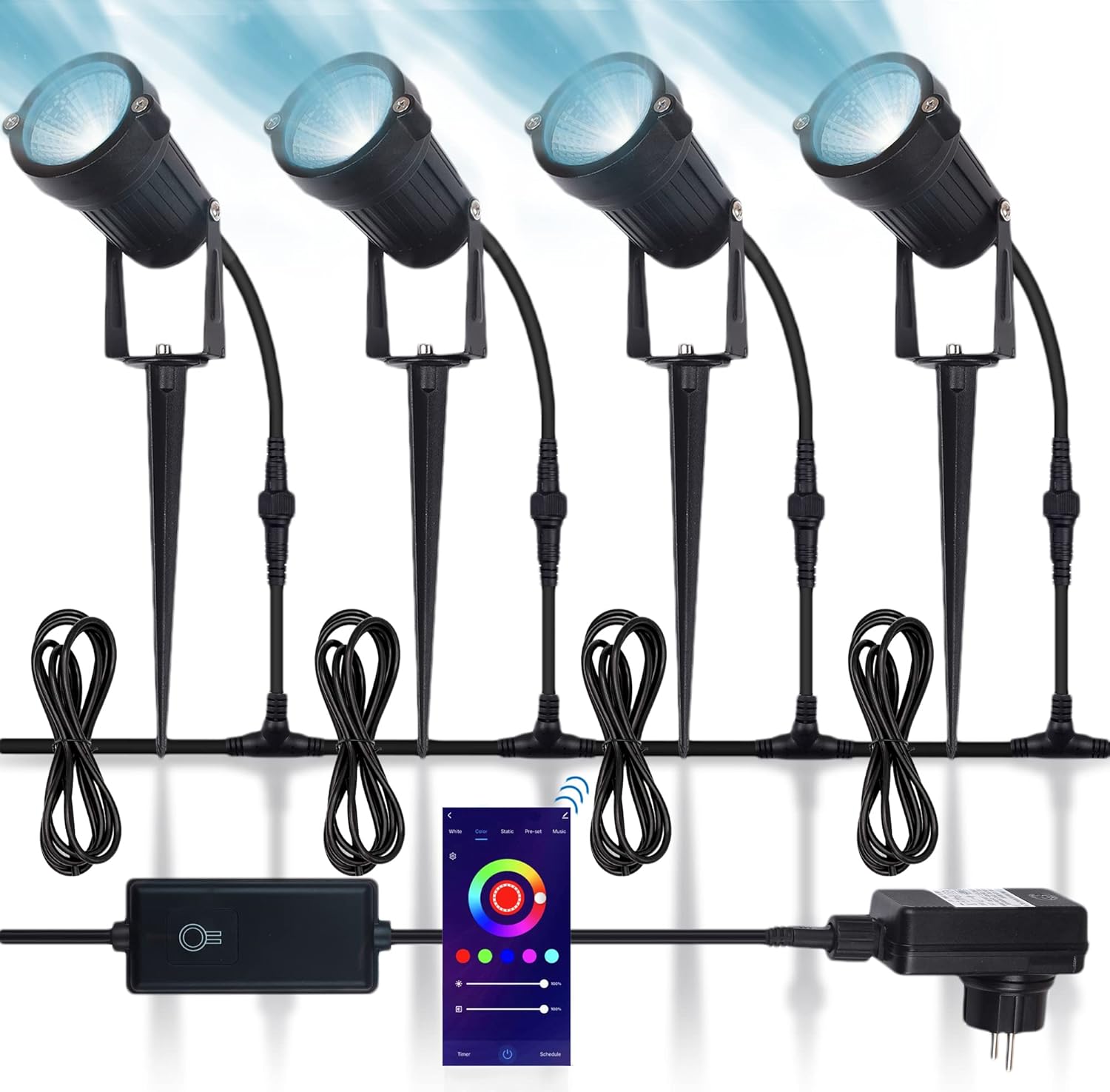 VivaColor WiFi RGB Landscape Lights, Alexa and Google Assistant Enabled, Aluminum Spotlights, 12W (3W per Light) Pack of 2