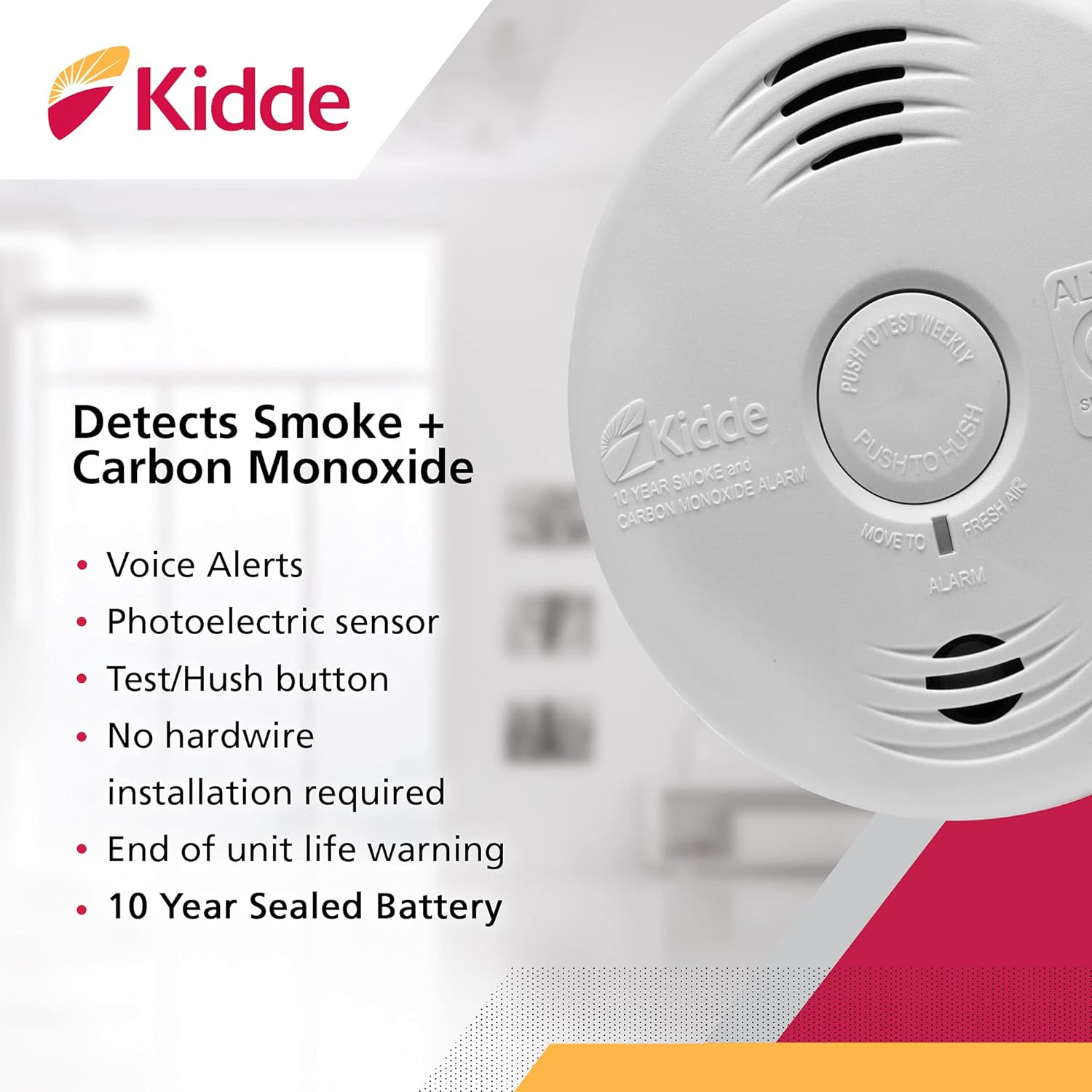 Kidde 21026065 Smoke & Carbon Monoxide Alarm with Voice Warning Pack of 2