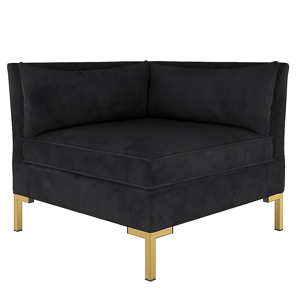 Doyer Velvet Corner Chair in Black