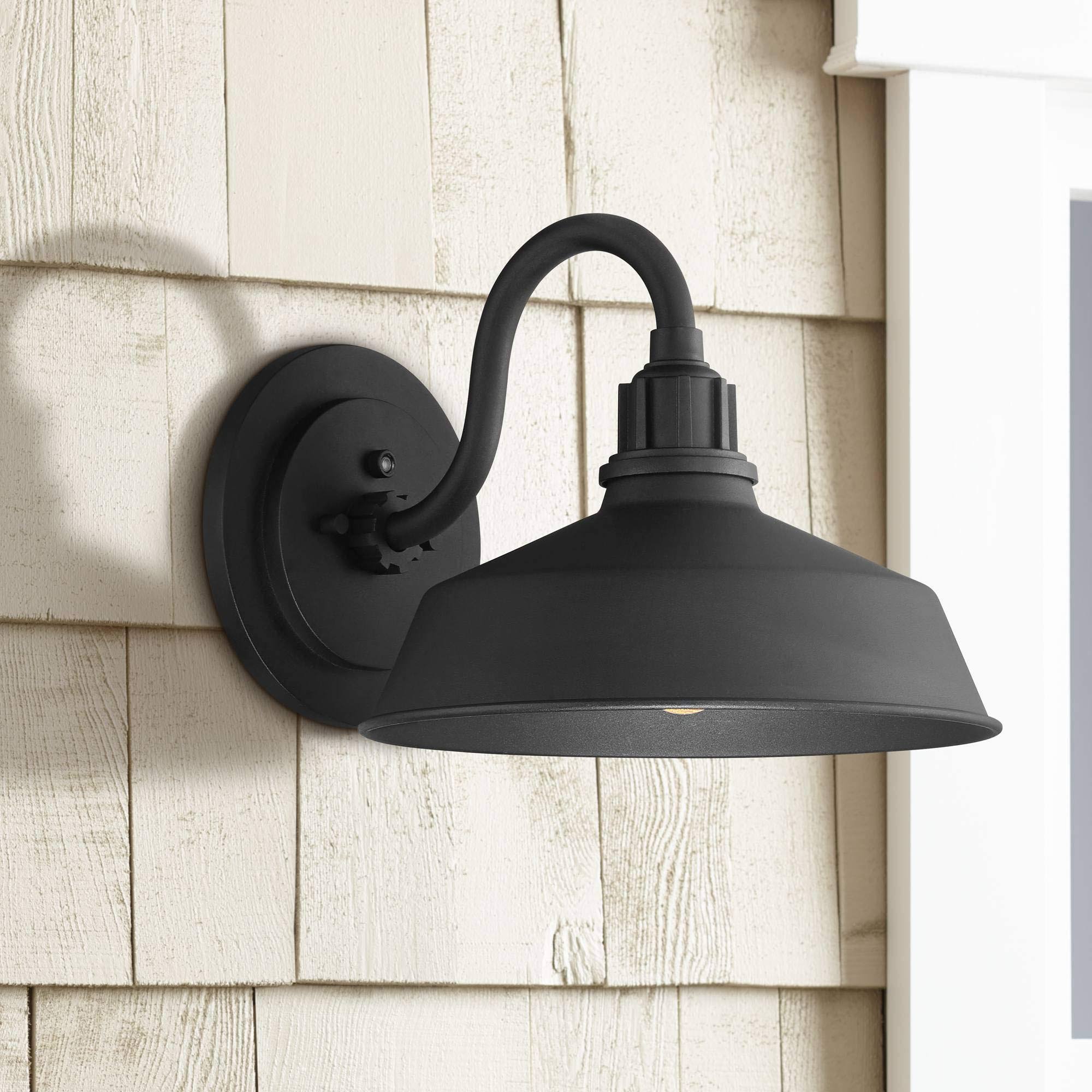 Franklin Iron Works Farmhouse Outdoor Barn Light Fixture Black 10 1/2x22 Dusk to Dawn Gooseneck for Exterior House Porch Patio D