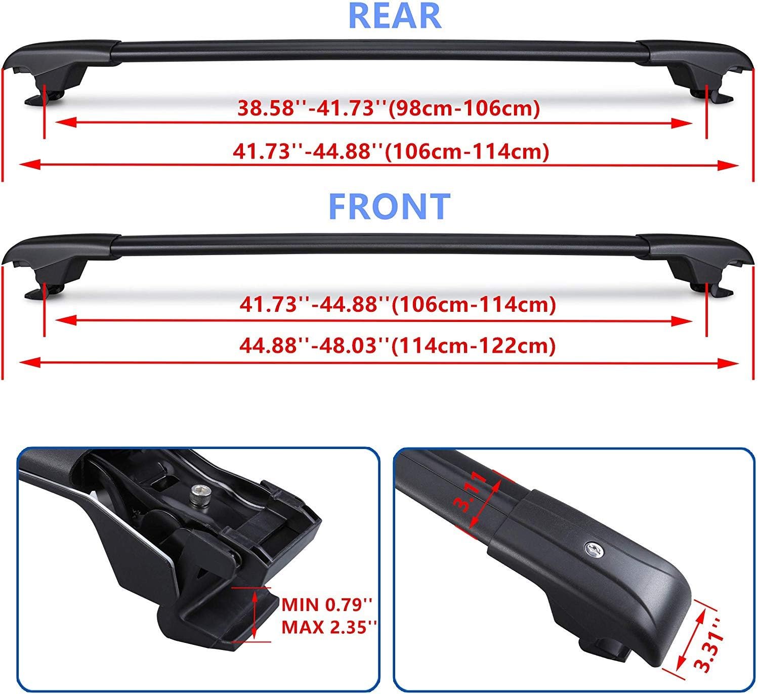 Autekcomma Heavy Duty Roof Rack Cross Bars Replacement for 2019 2022 Subaru Ascent,Anti-Corrosion,Aircraft Aluminum Black Matte with Anti-Theft Locks (ONLY FIT Original EXISTING Side Rail)