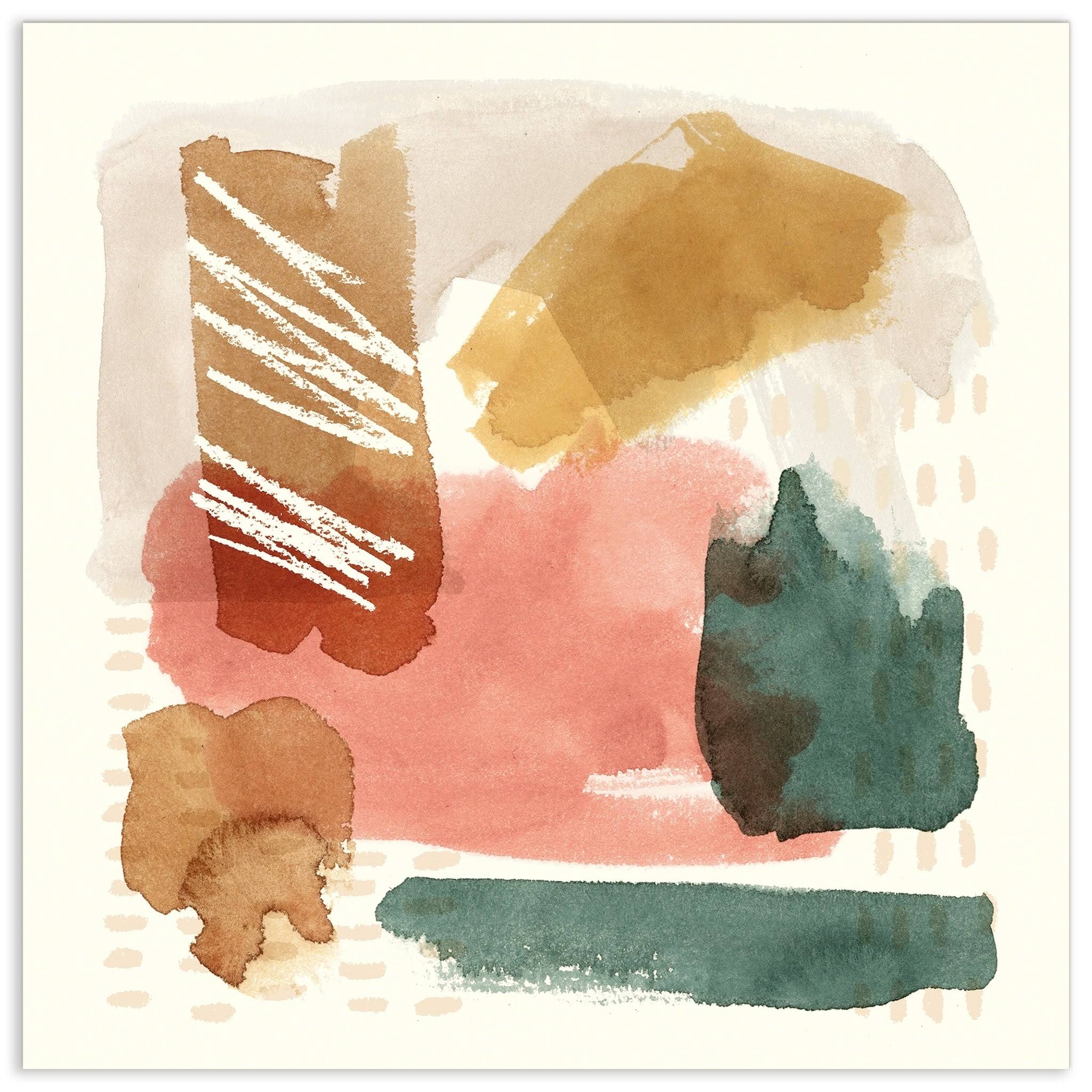 Empire Art Direct TMP-128733-3838 38 x 38 in. Ochre Echo III Abstract Colorful Frameless Tempered Glass Panel Contemporary Wall