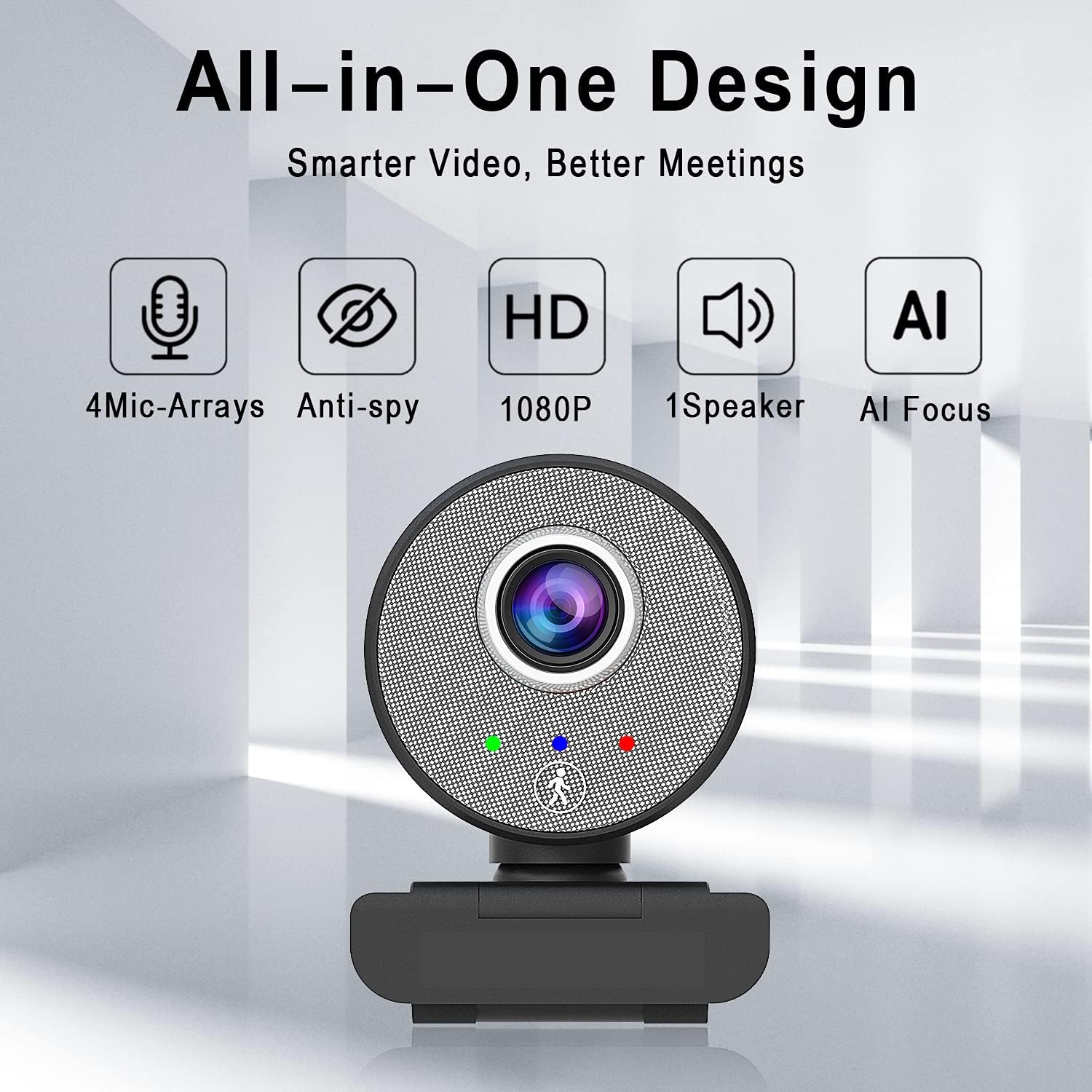 HD Webcam USB 1080P Camera - AI Human-Shape Tracking HD Computer Camera, Adjustable View Laptop Desktop Full HD Camera Video Webcam for Zoom/Skype/Teams/OBS, PC Mac