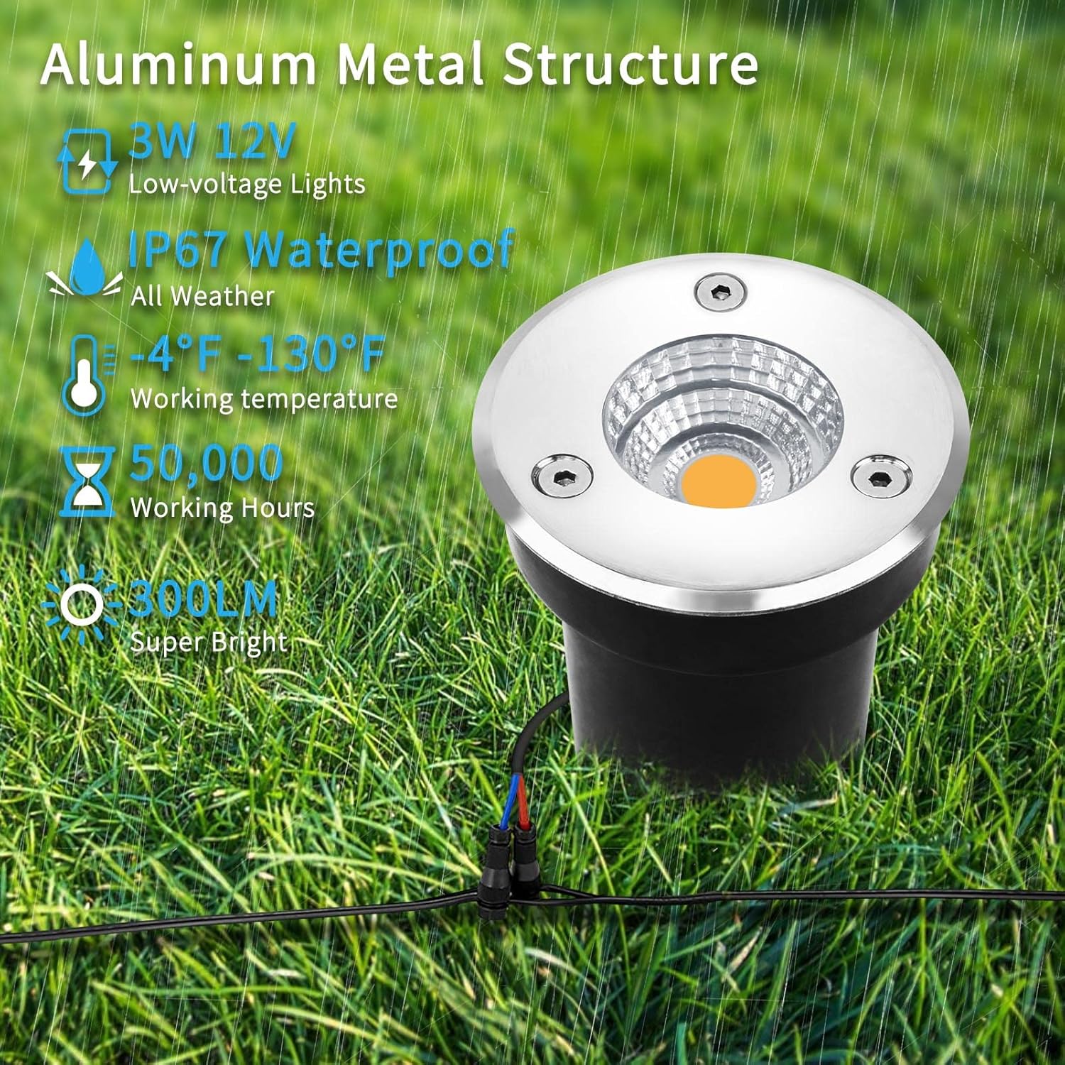 Led Low Voltage Landscape Lights Landscape Well Lights 3W Outdoor in ground Lights12V-24V Warm White Pathway Garden Lights for Yard Deck Lawn Patio Pathway Walkway (12 Pack with Connectors )