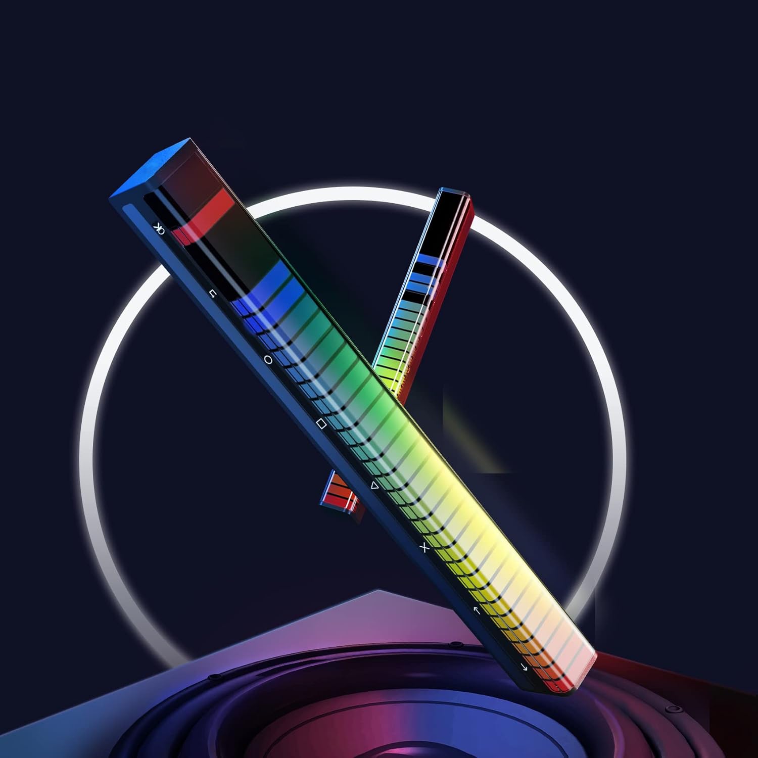 EUREKA ERGONOMIC Smart Voice Activated LED Strip Lights, 3D Colorful Music Atmosphere Light Bar with Touch Screen, for Car Gaming, PC, TV, Room Decoration Pack of 2