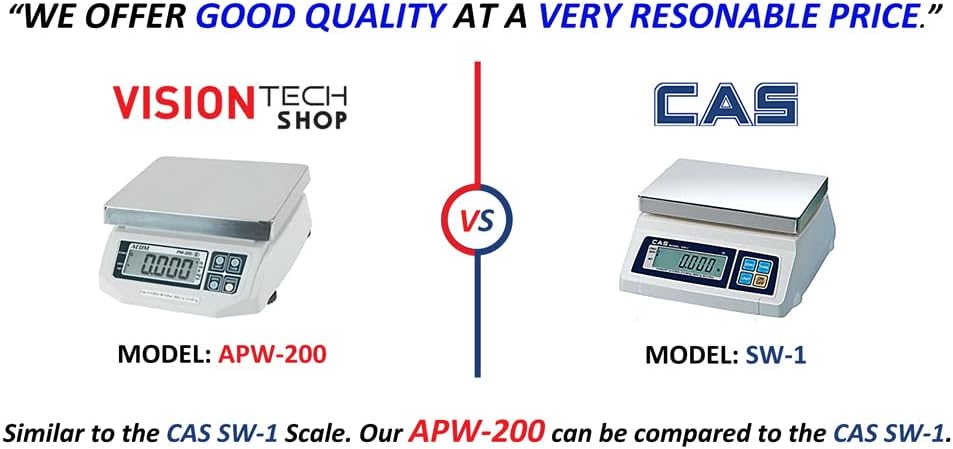 VisionTechShop ACOM PW-200 Digital Portion Control Scale, Lb/Oz/Kg/g Switchable, Low Profile Design, 6lb Capacity, 0.002lb Readability, Single Display, NTEP Legal for Trade